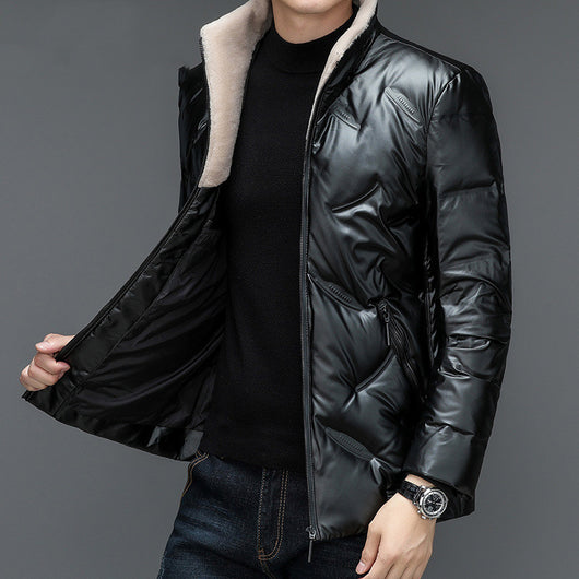 Chaqueta Impermeable con Plumón y Cuello de Lana para Hombre - Image 8
