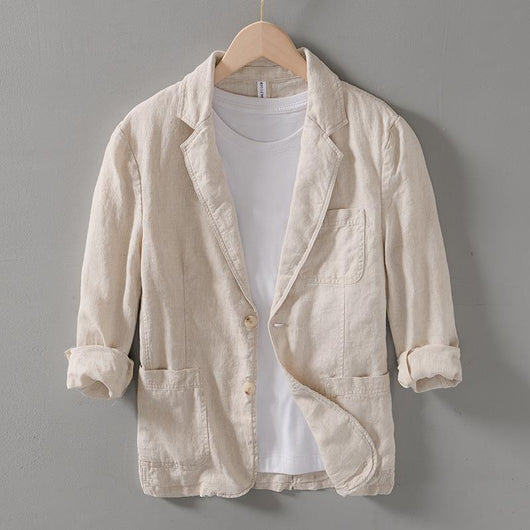Blazer Lino Suelto Artístico Solapa Clásica Elegante - Image 5
