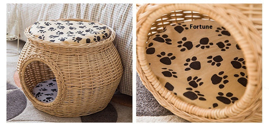 Casa Felina de Ratán Transpirable para Verano - Image 14