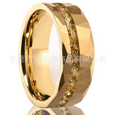 Anillo de Tungsteno con Incrustación de Oro Laminado - Estilo Europeo Moderno - Image 9