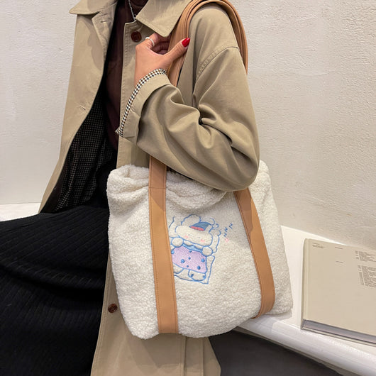 Bolso Tote de Gran Capacidad con Detalles de Pelaje - Estilo Fashion - Image 13