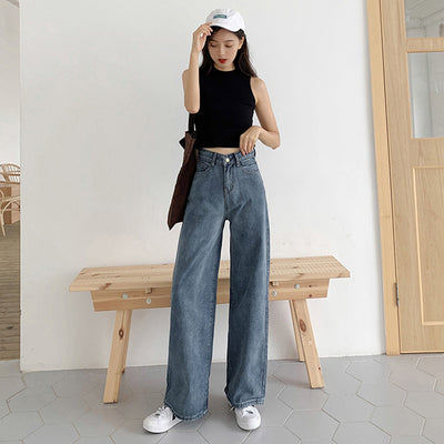 Pantalones Jeans Talle Alto Mujer Pierna Ancha Efecto Adelgazante - Image 7