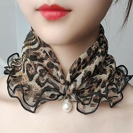 Pañuelo de Seda Decorativo Estampado con Encaje - Accesorio Elegante Versátil - Image 10