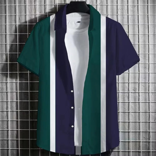 Playera Hombre Rayas Estampado 3D Manga Corta - Image 26