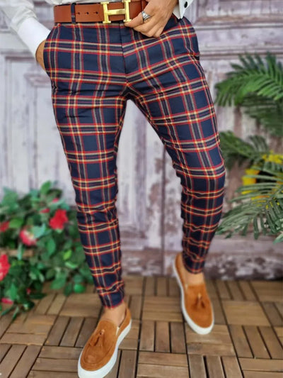 Pantalones de Vestir Casual con Estampado Cuadros Otoño para Hombre - Image 6