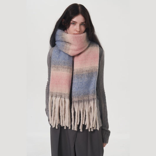 Abrigo Cuadros Cachemira Mujer Talla Grande Invierno - Image 3