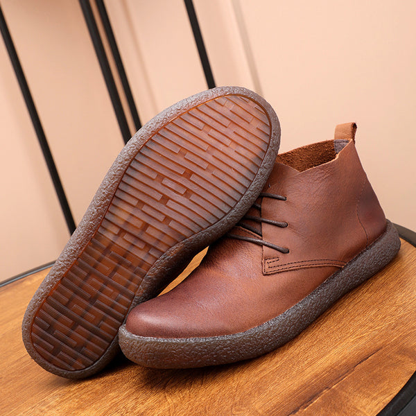 Botas Martin de Cuero Vintage Desgastado con Suela de Goma