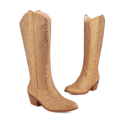 Botas Puntiagudas con Tacón Grueso y Detalles de Strass para Mujer - Image 15