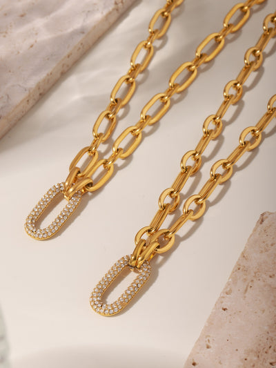 Conjunto de Collar y Pulsera de Acero Titanio con Circonitas Micro Incrustadas - Image 12