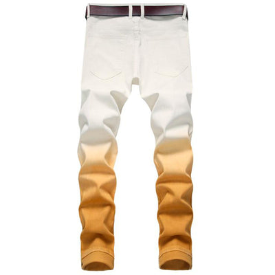 Jeans Ajustados Teñidos a Mano con Degradé Rojo - Stretch Confort - Image 4