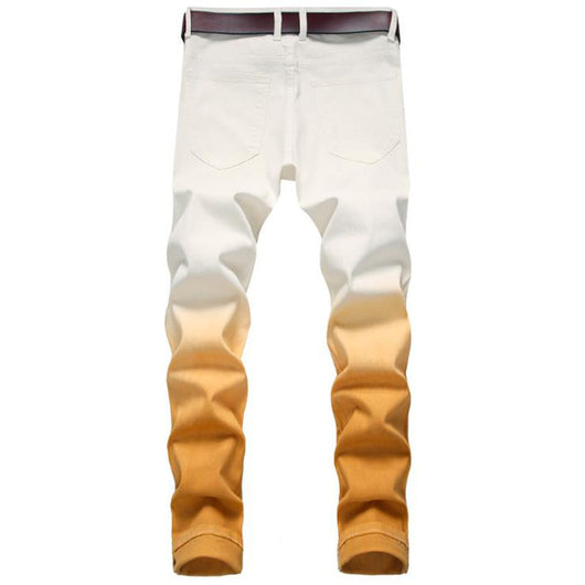Jeans Ajustados Teñidos a Mano con Degradé Rojo - Stretch Confort - Image 4