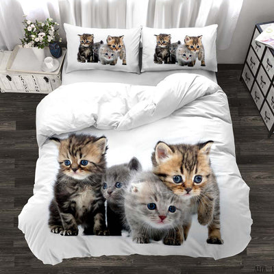 Juego de Edredón Estampado con Gatos y Perros Realistas de 3 Piezas - Image 6
