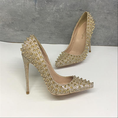 Tacones Altos Dorados para Mujer con Remaches 12cm - Diseño Viral - Image 3