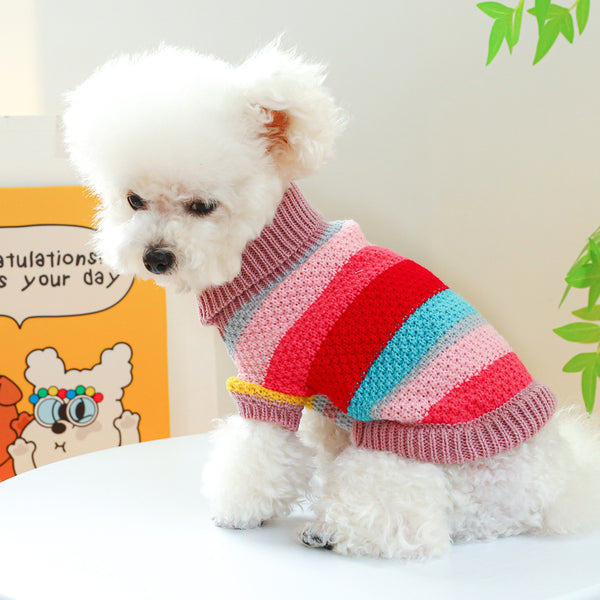 Suéter Arcoíris para Mascotas - Diseño de Rayas Cómodas