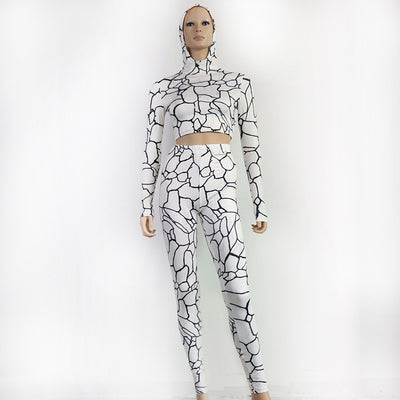 Conjunto de Yoga: Sudadera Corta + Leggings Estampados de Talle Alto - Image 8