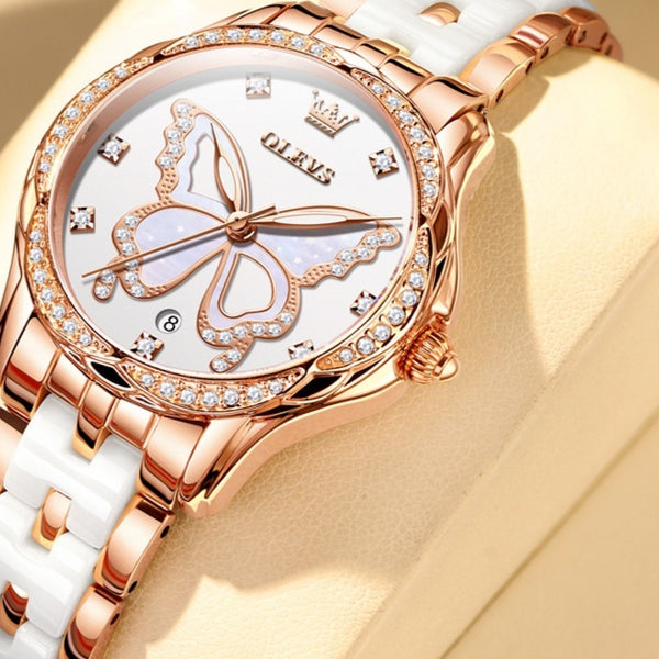 Reloj de Cuarzo para Mujer con Banda Cerámica Luminosa e Impermeable