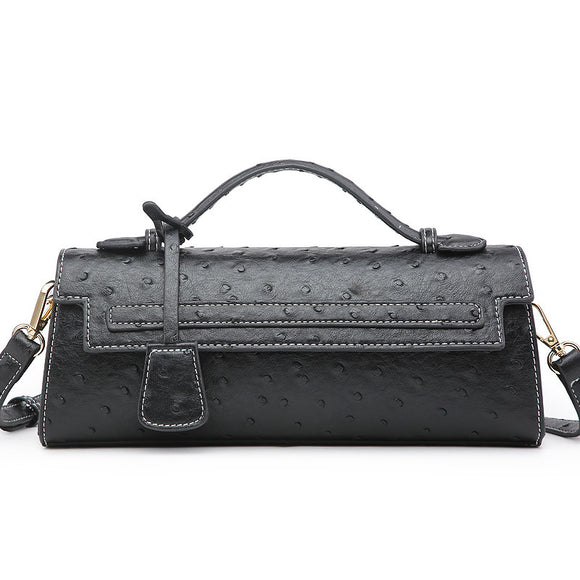 Bolso Bandolera de Cuero Texturizado Avestruz