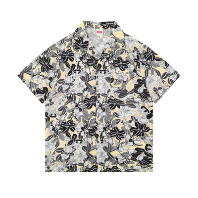 Camisa Clásica Retro Americana con Pajarita Cubana para Hombre
