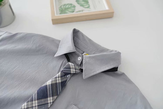 Camisa Escolar Suelta Estilo Japonés con Corbata - Manga Corta Versátil - Image 15