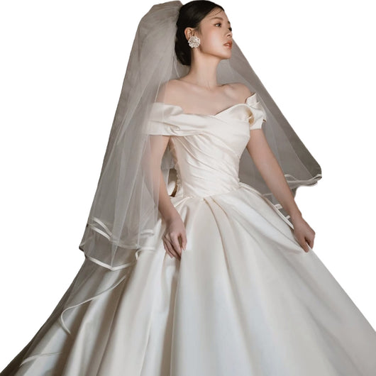 Vestido de Novia Satinado Hombros Descubiertos - Image 6