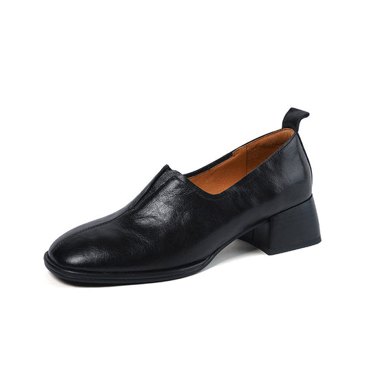 Zapatos de Cuero Vacuno con Tacón Robusto y Puntera Abierta - Image 5