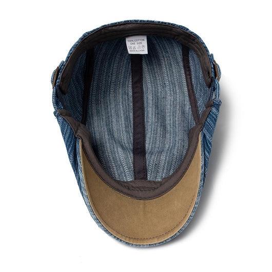 Boina Retro de Algodón Denim Lavado con Costura Británica para Hombre - Image 4