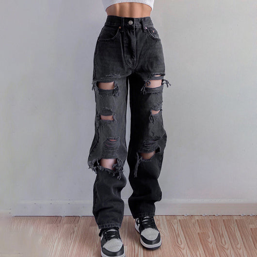 Jeans Rectos de Cintura Alta con Detalles Asimétricos - Image 14