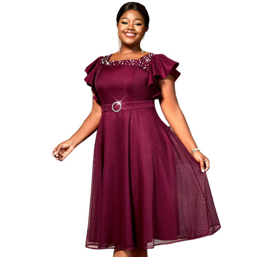 Vestido de Fiesta Elegante con Mangas Mariposa y Volantes para Bodas - Image 5