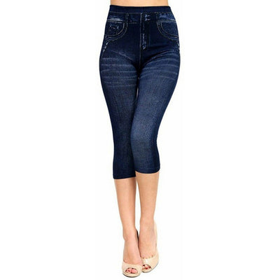 Leggings Ajustados con Estampado Denim y Detalles Calados - Image 9