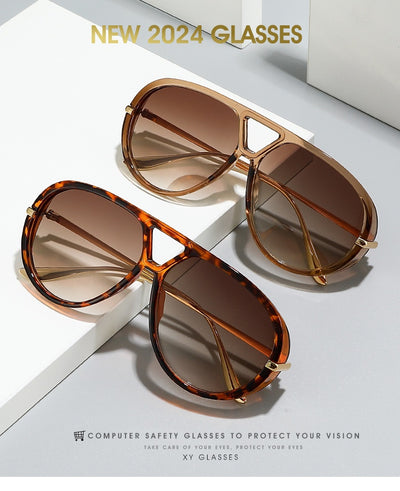 Retro aviator sunglasses with bright black frames, vibrant orange lenses, and sleek gold-colored metal temples. - Image 19