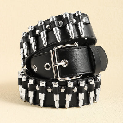 Cinturón Punk Rock con Remaches Balas Negro Unisex - Accesorios Hip-hop de Moda - Image 19