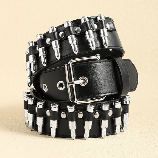 Cinturón Punk Rock con Remaches Balas Negro Unisex - Accesorios Hip-hop de Moda - Image 19