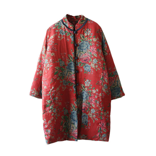 Abrigo Retro Floral de Algodón y Lino para Mujer - Estilo Vintage - Image 6