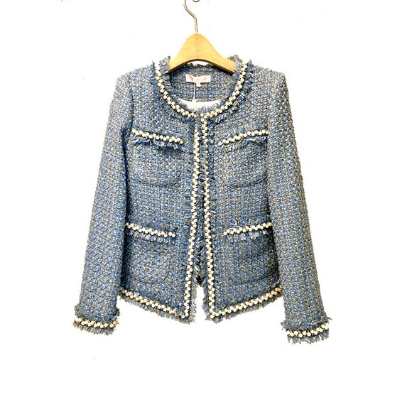 Abrigo de Tweed Slim Temperamento para Mujer