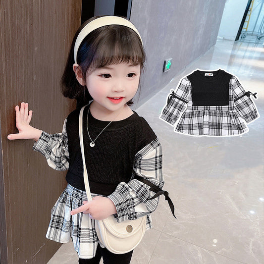 Blusa Cuadriculada de Manga Larga