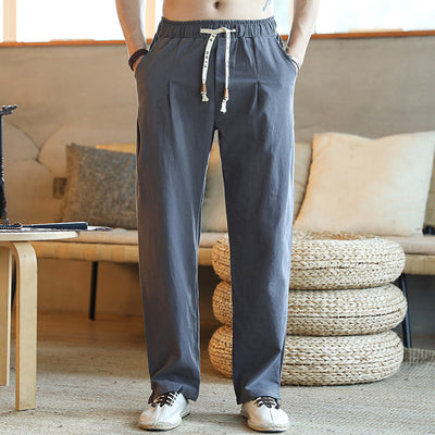 Pantalones de Lino Estilo Chino para Hombre - Algodón y Lino Holgados Talla Grande