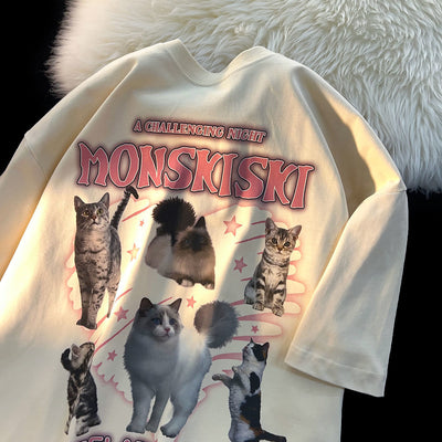 Camiseta de Algodón Puro Manga Corta Unisex Estilo Retro Holgado - Image 2