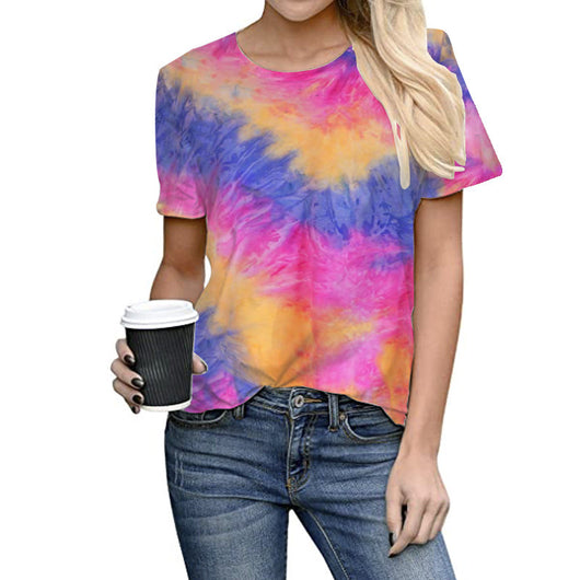 Playera Tie-Dye Estampado Cuello Redondo Talla Grande Manga Corta - Image 12