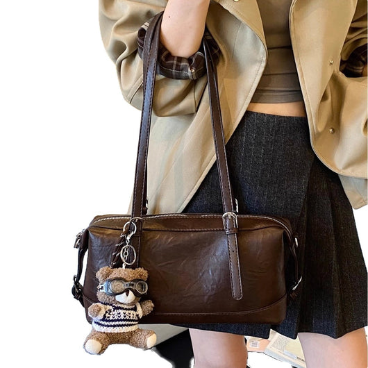 Bolso de Cuero Retro Marrón Weilan para Mujer - Bolsa Portátil de Cuero Encerado - Image 5