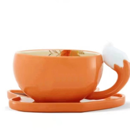 Juego de Taza y Plato con Diseño de Zorro Bosque Otoñal - Image 6