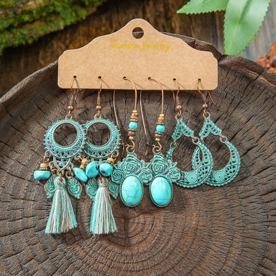 Aretes Geométricos Bohemios con Borlas Vintage para Mujer - Image 14