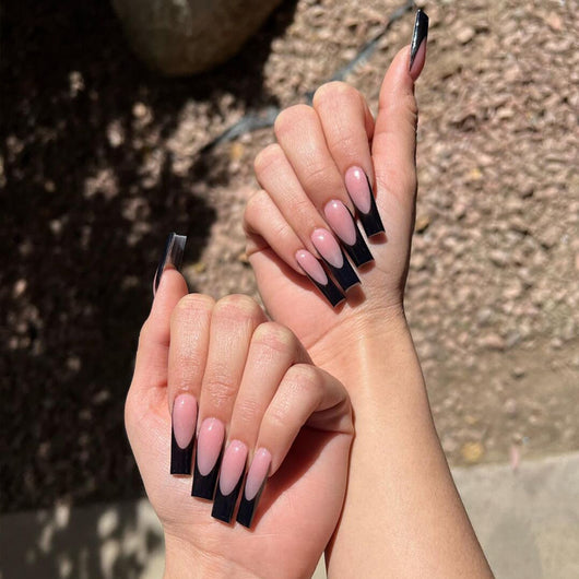 Uñas Postizas Largas Negras Clásicas