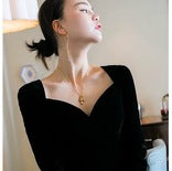 Blusa Terciopelo Escote V Hombros Descubiertos Cintura Ajustada - Image 9