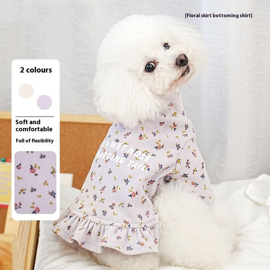 Suéter Floral para Perro Pequeño Bichon Teddy con Falda Interior