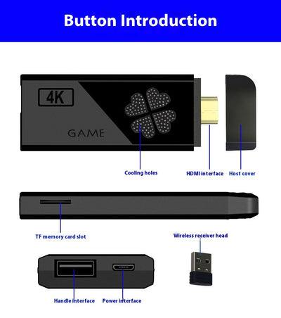 Black retro arcade game stick with two wireless controllers featuring joysticks and colored action buttons. - Image 4