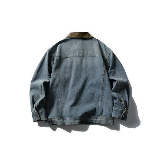 Chaqueta Denim Retro con Bolsillos Múltiples y Solapas en Contraste para Mujer - Image 2