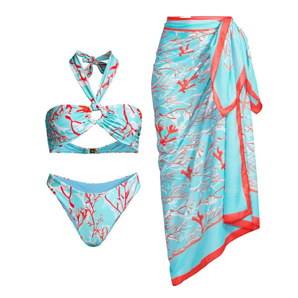 Bikini Enterizo Floral con Abertura Lateral para Mujer