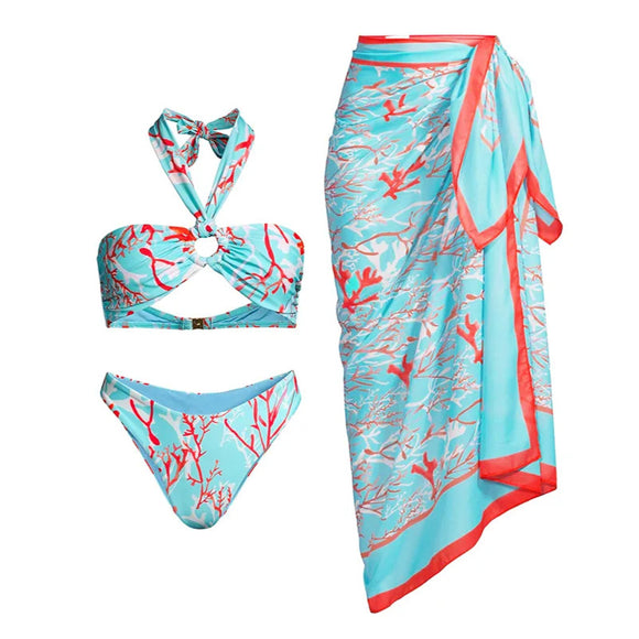 Bikini Enterizo Floral con Abertura Lateral para Mujer