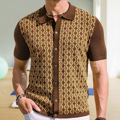 Cardigan Jacquard de Lino Tencel Manga Corta para Hombre - Image 7