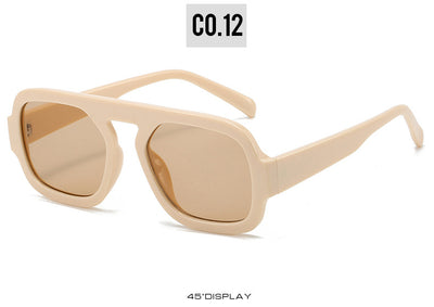Men's and women's pilot sunglasses with a black plastic frame and vibrant orange-yellow lenses. - Image 36
